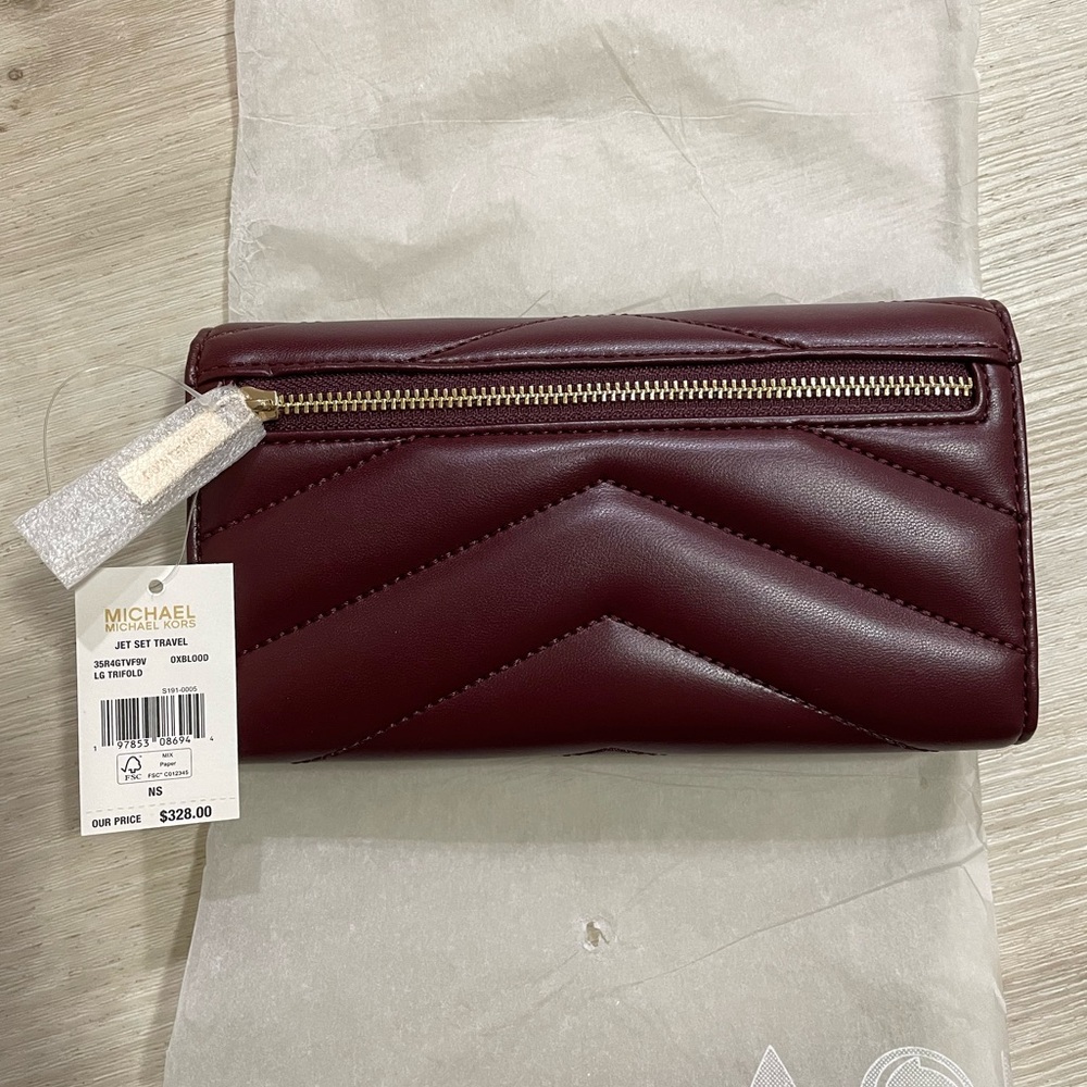 Michael Kors Jet Set Travel Oxblood Wallet - Picture 2 of 5